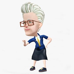 Cartoon Rigged Old Anty Woman Character 3D Model 3D model