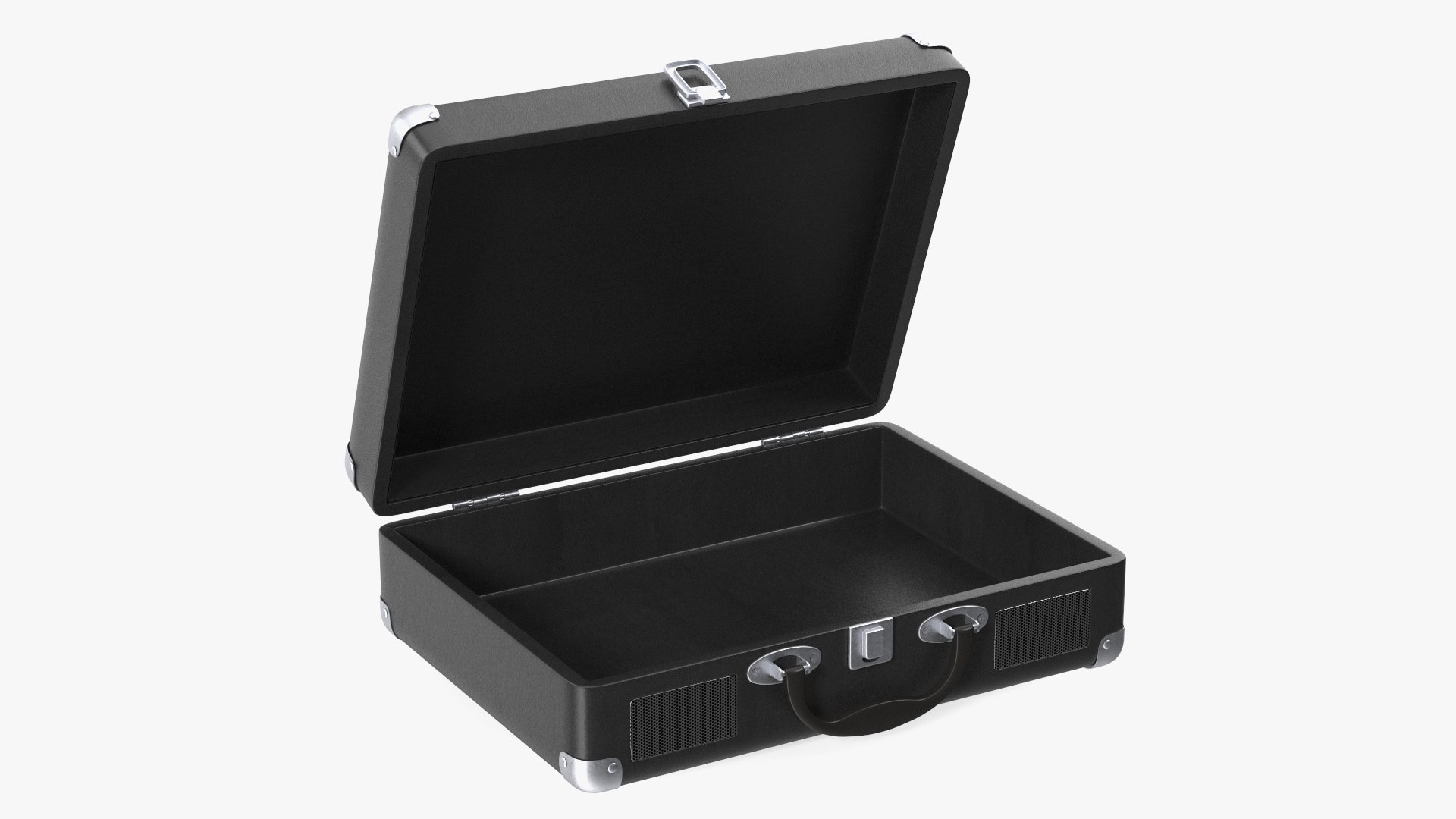 Retro Black Suitcase Open 3D model for industrial visualization, technical presentation, simulation, product rendering, and animation