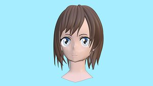 3D model Simple Anime Girl Head and Hair Base