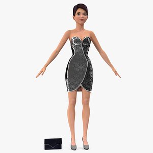 3D cartoon young girl party model