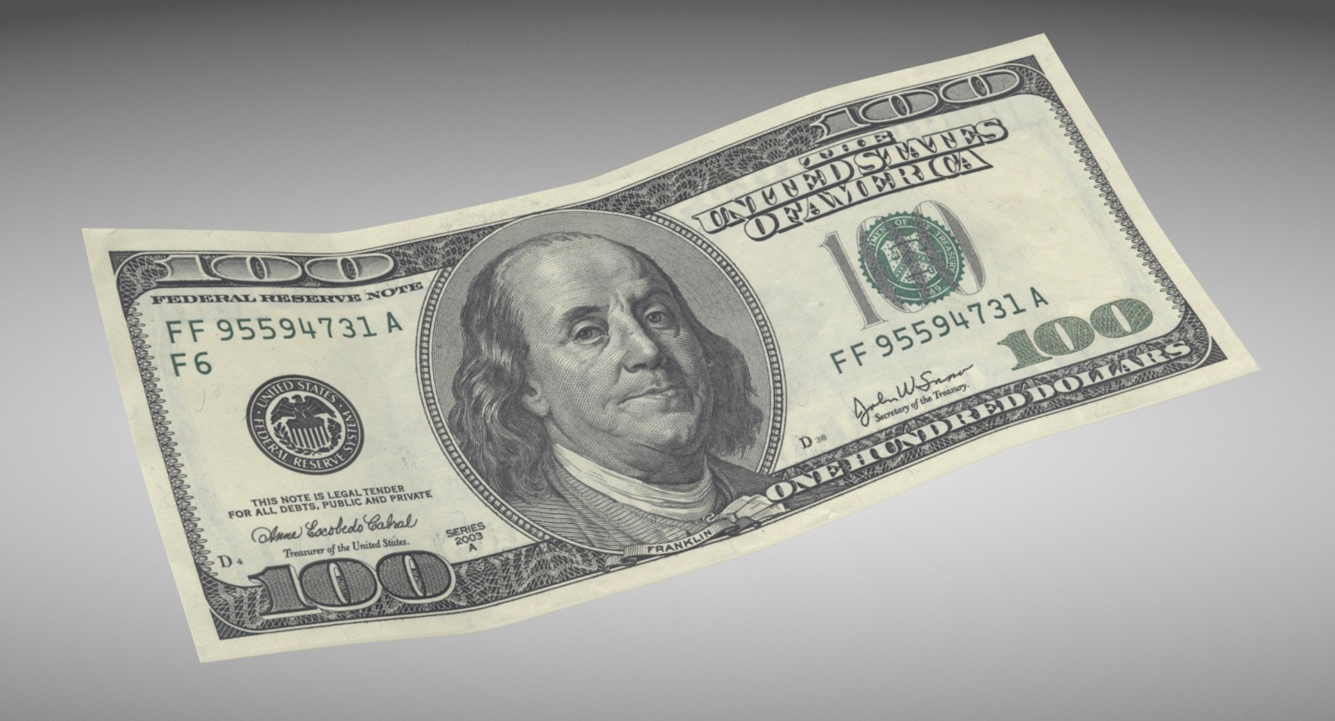 100 달러짜리 지폐 3D 모델 - TurboSquid 1381332