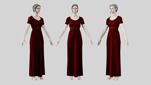 Dress 04 Burgundy Velvet 3D model