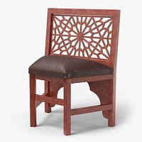 Oriental Wooden Chair with Upholstered Seat Mahogany