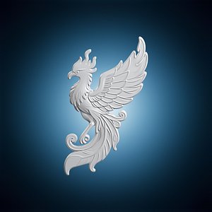 Phoenix Feather Lapel Pin 3D Print Model model