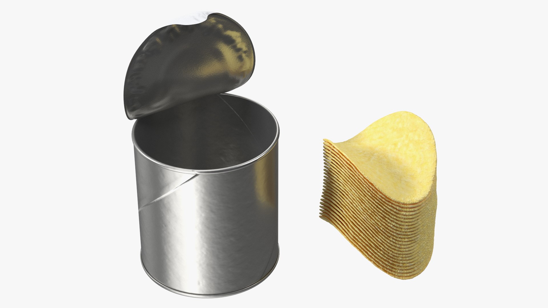 Small Opened Foil Tube of Potato Chips 3D model preview