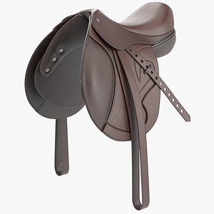 3D Horse Brown Leather Saddle