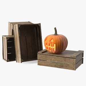 Traditional Carved Pumpkin on Wooden Crate