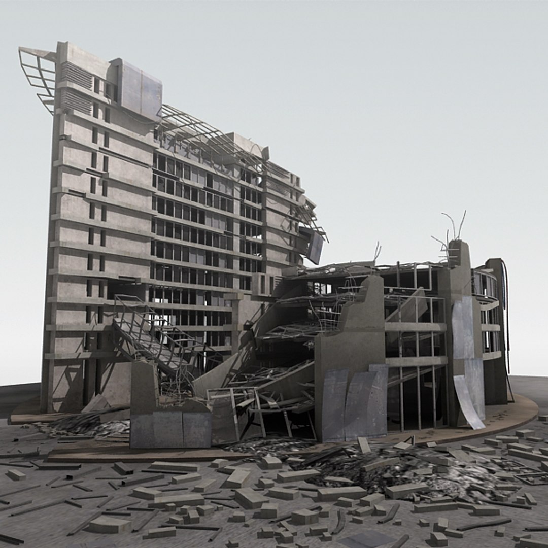 3d model destroyed building