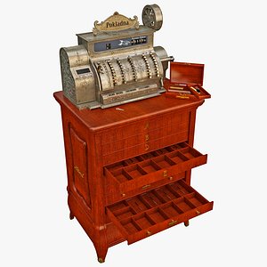 old cash register set 3d 3ds
