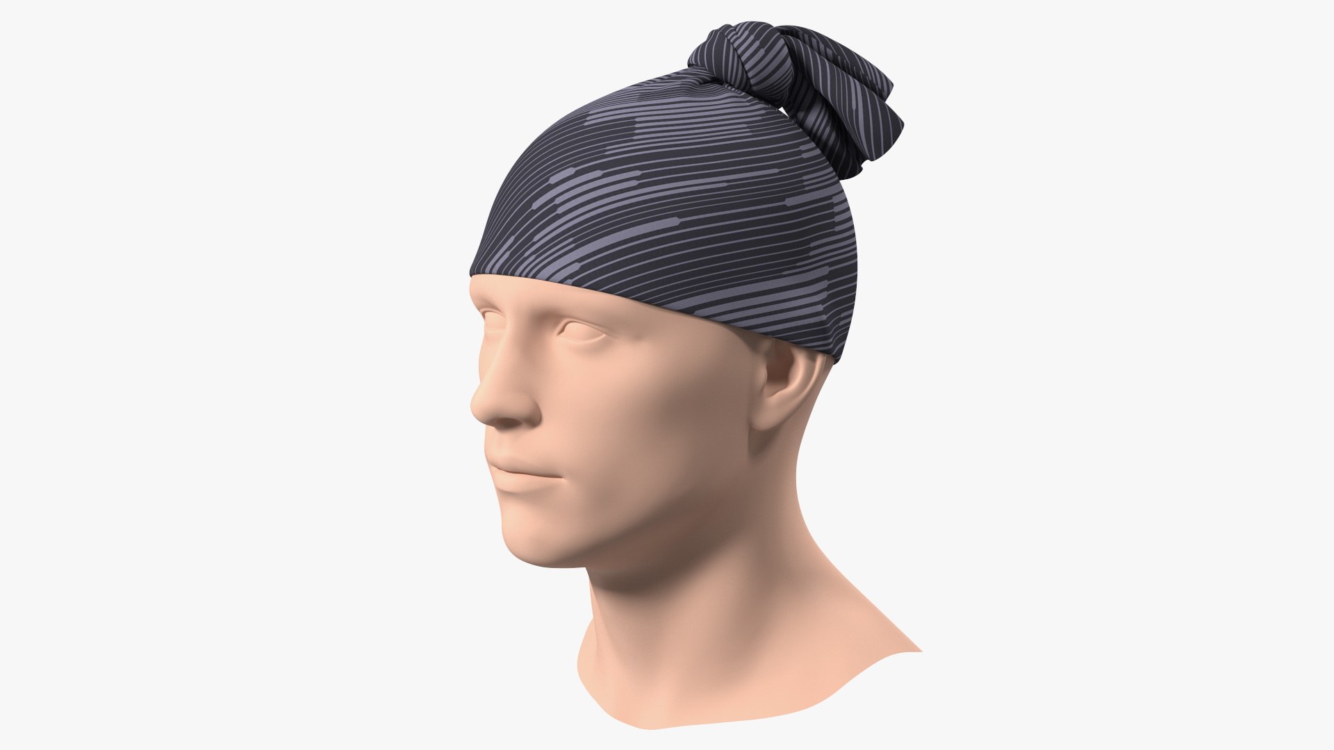 Neck Gaiter Worn on Head Black 3D model preview