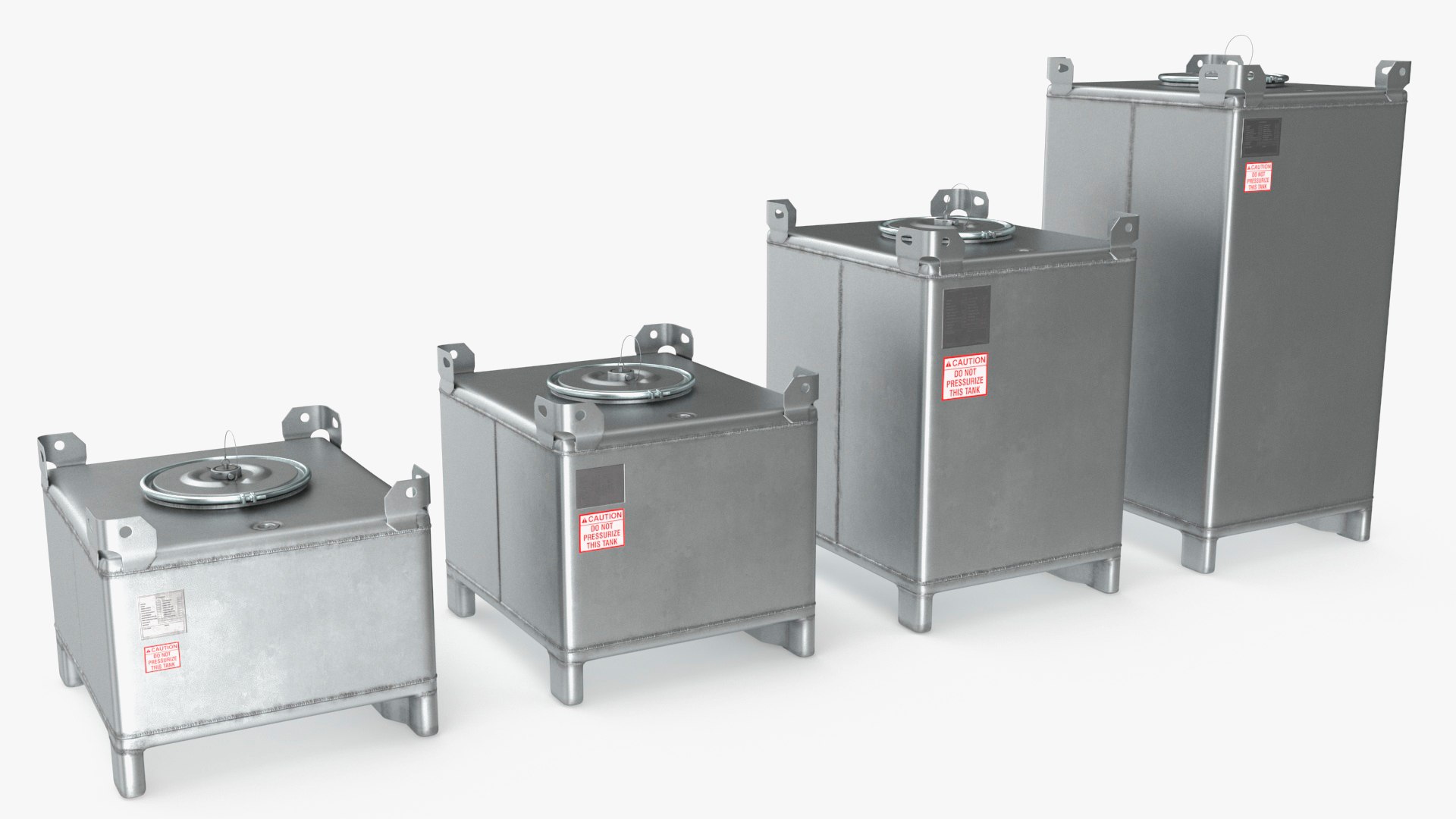 120-550 Gallon Stainless Steel IBC Tote Tank Set 3D model preview