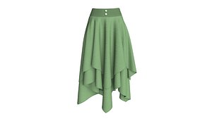3D Women Ribbed Maxi Skirt