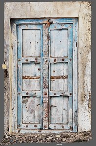 3D Old wooden door of Indian street