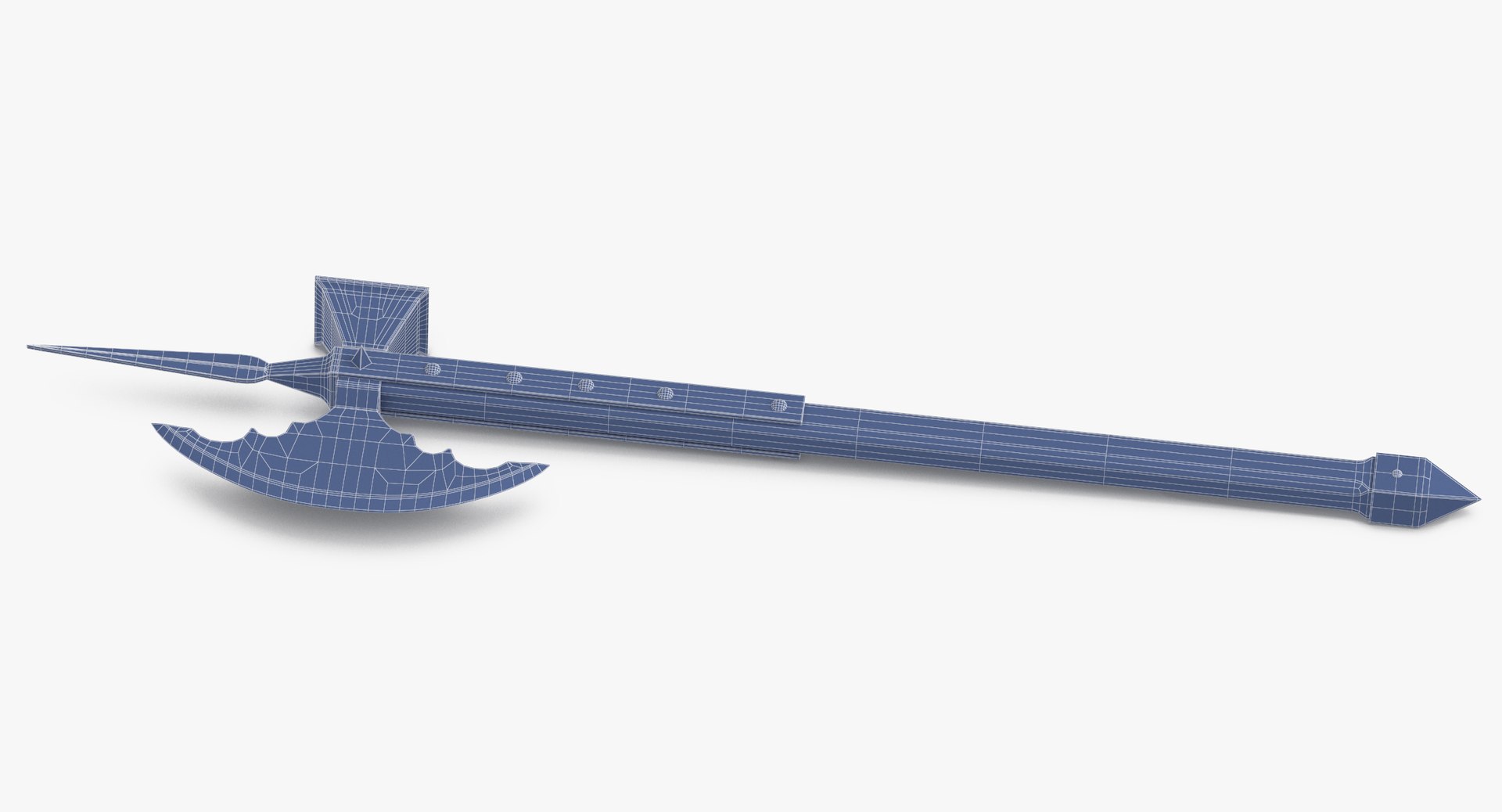 medieval battle weaponry armor 3D model https://p.turbosquid.com/ts-thumb/Lt/oi3HfT/KCMKjA6h/pollaxe_wireframe_0002/jpg/1538730405/1920x1080/fit_q87/ad392cb3d7097bfd428a20a627bc298314b1c264/pollaxe_wireframe_0002.jpg