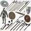 medieval battle weaponry armor 3D model