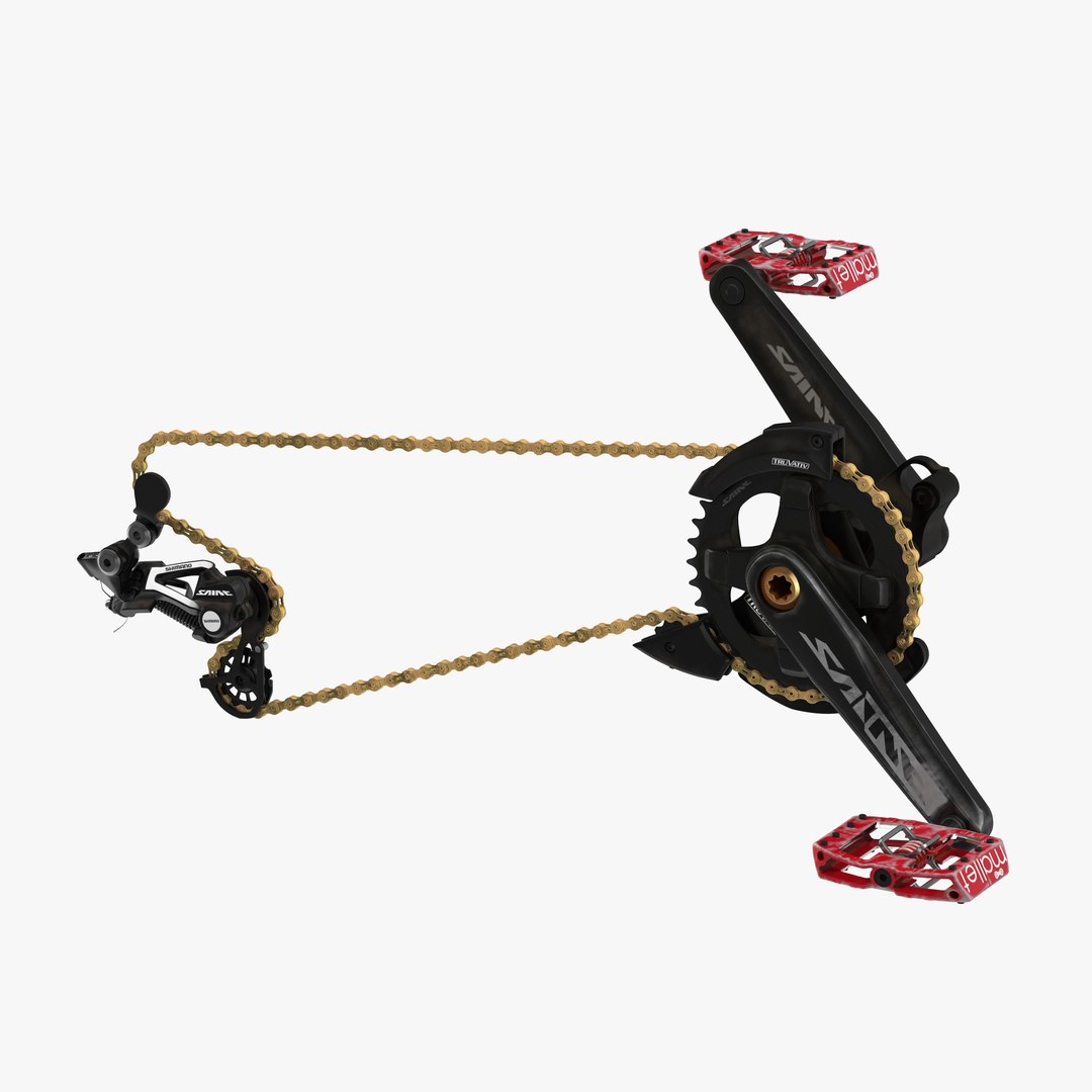 Bicycle Crankset and Chain 3D Model preview