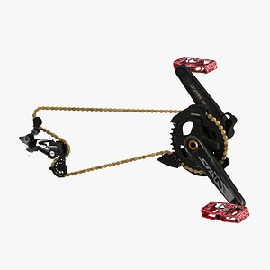 Bicycle Crankset and Chain 3D Model
