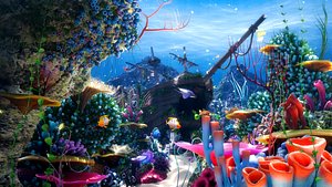 Cartoon Underwater Scene Blender 3D model