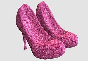 3D pink sparkle shoes model