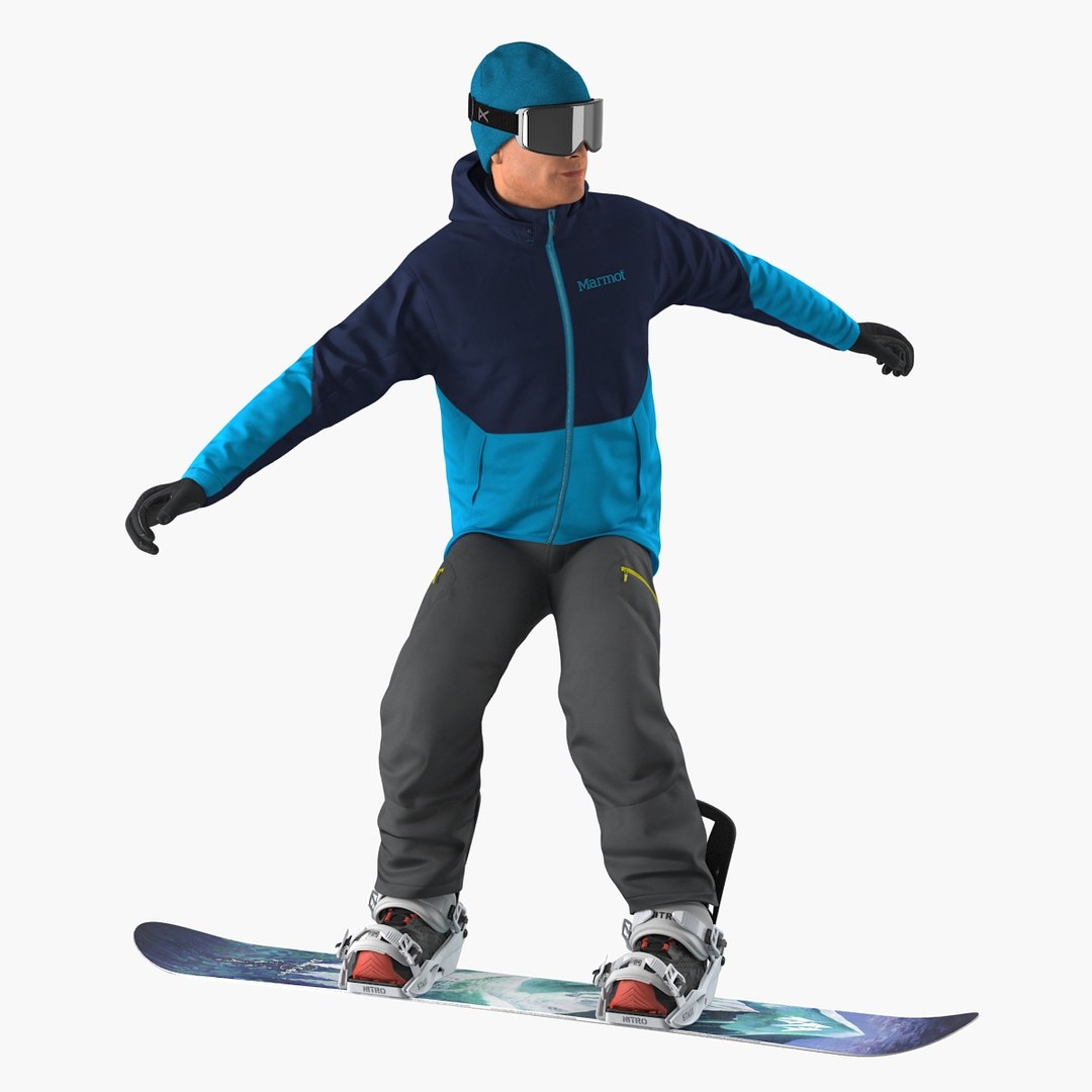 Snowboarder Riding Pose 3D model preview