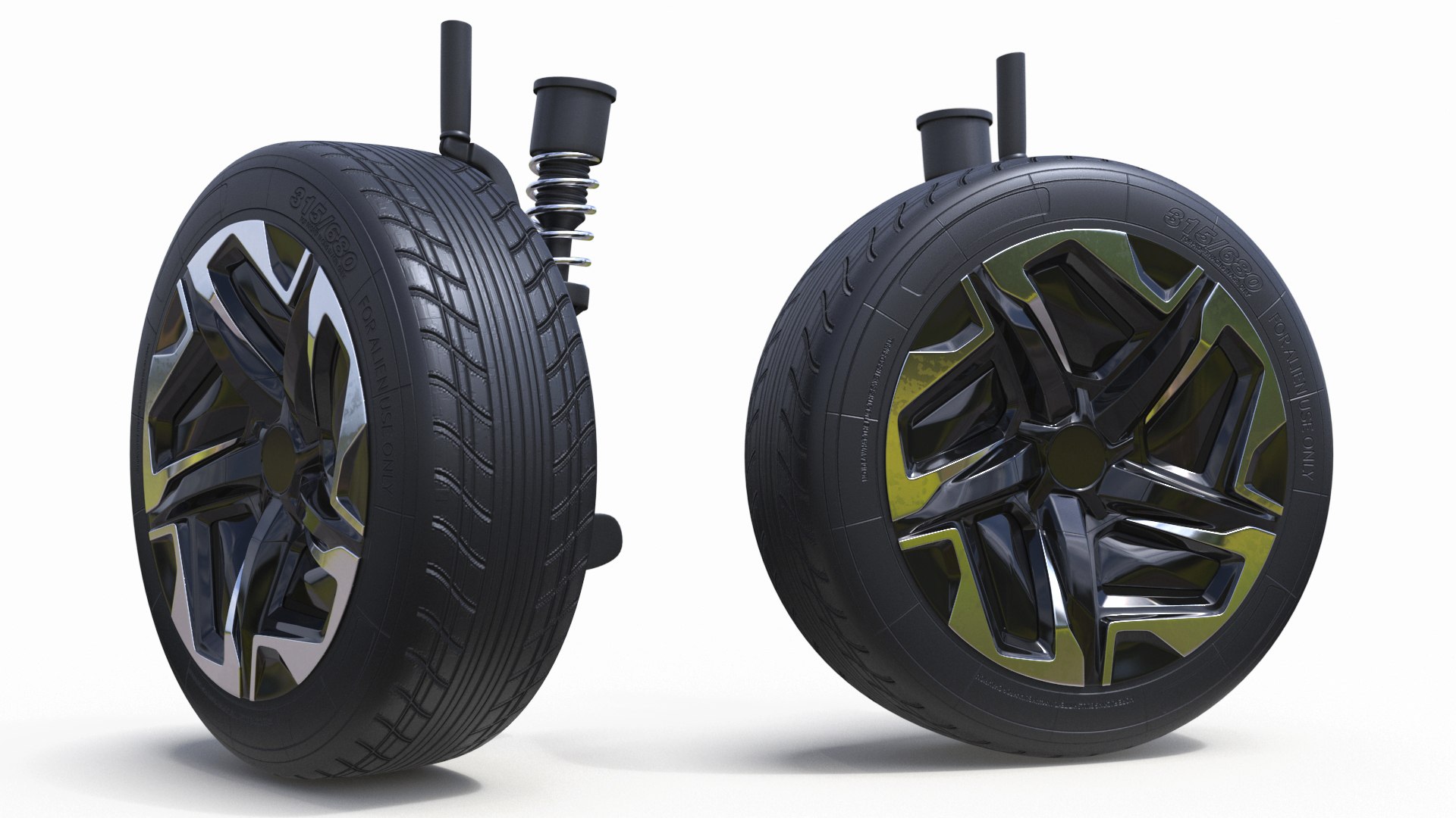 Vehicle Front Wheel with Suspension 3D model preview