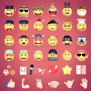 Cartoon Smiley Mega Pack - Emoji - Icon - Hand - Smartphone - Music - Sport