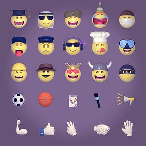 Cartoon Smiley Mega Pack - Emoji - Icon - Hand - Smartphone - Music - Sport