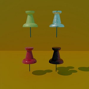3D model Set of four push pin buttons