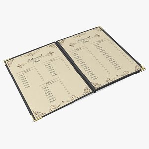 3D Restaurant Menu Open Flat Mockup