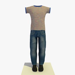 3ds max man casual clothes striped
