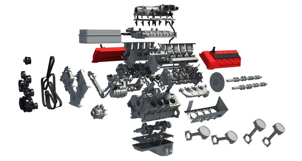 modèle 3D de Moteur V8 avec pièces intérieures - TurboSquid 1324685