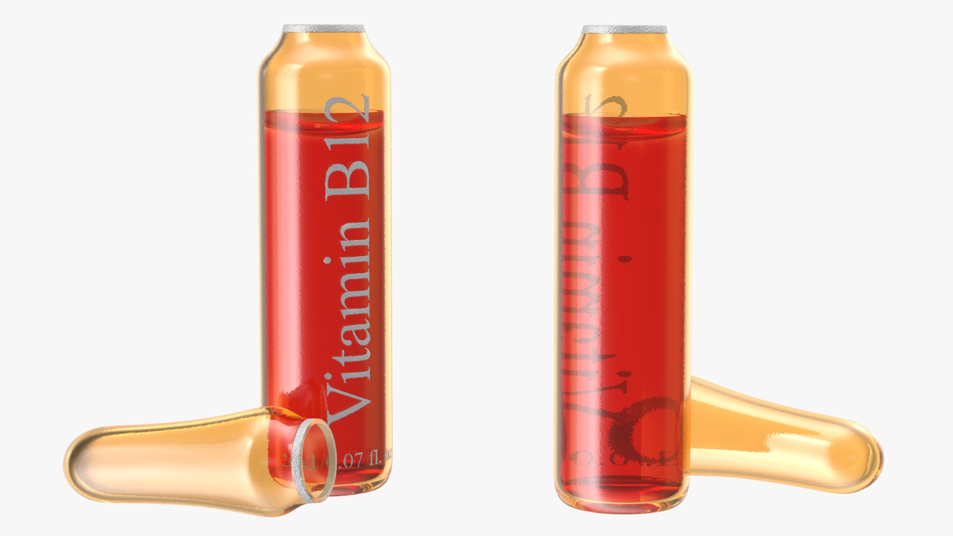 Vitamin B12 2ml Amber Ampoule Opened 3D model preview
