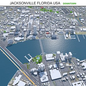 3D model Jacksonville Downtown Florida USA
