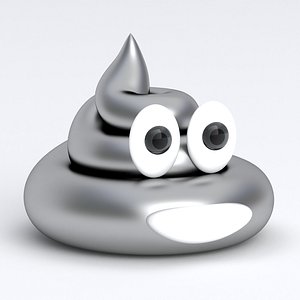 The Smiling Poop silver 3D