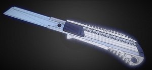 Box Cutter Lowpoly White Plastic