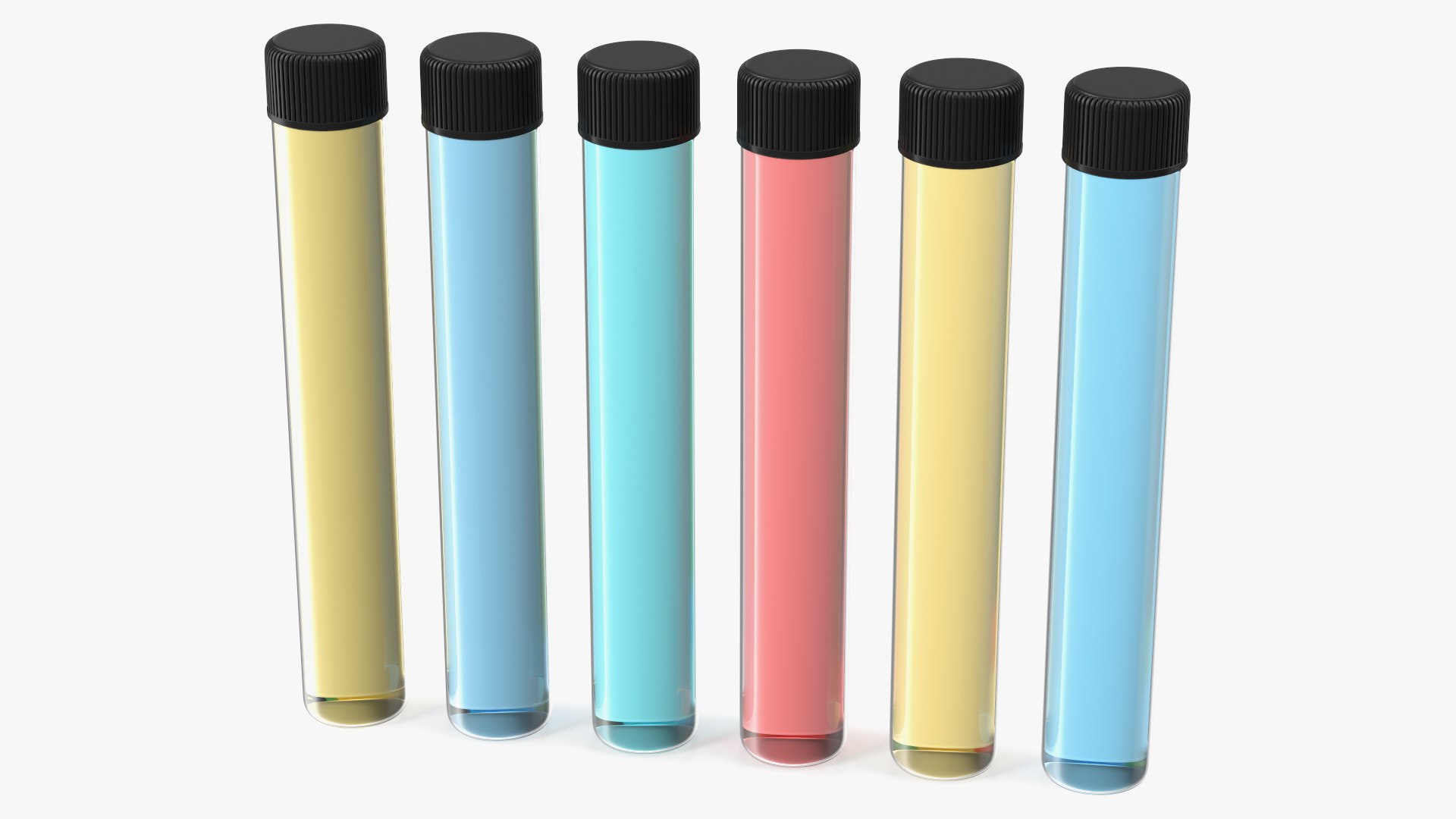 Culture Tubes with Screw Cap and Round Bottom Set 3D model preview