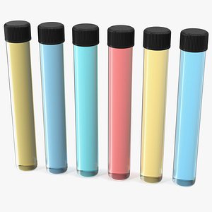 3D model Culture Tubes with Screw Cap and Round Bottom Set