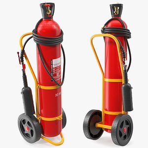 trolley mounted extinguisher 30kg 3D model