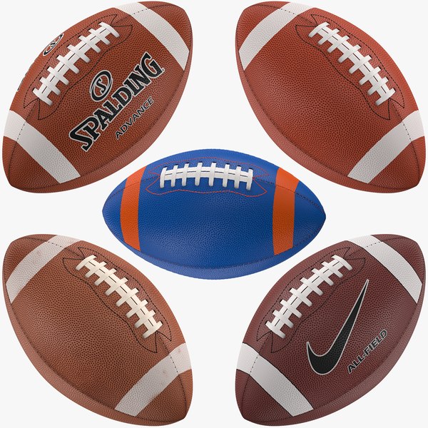 American Football Balls Collection 3D model