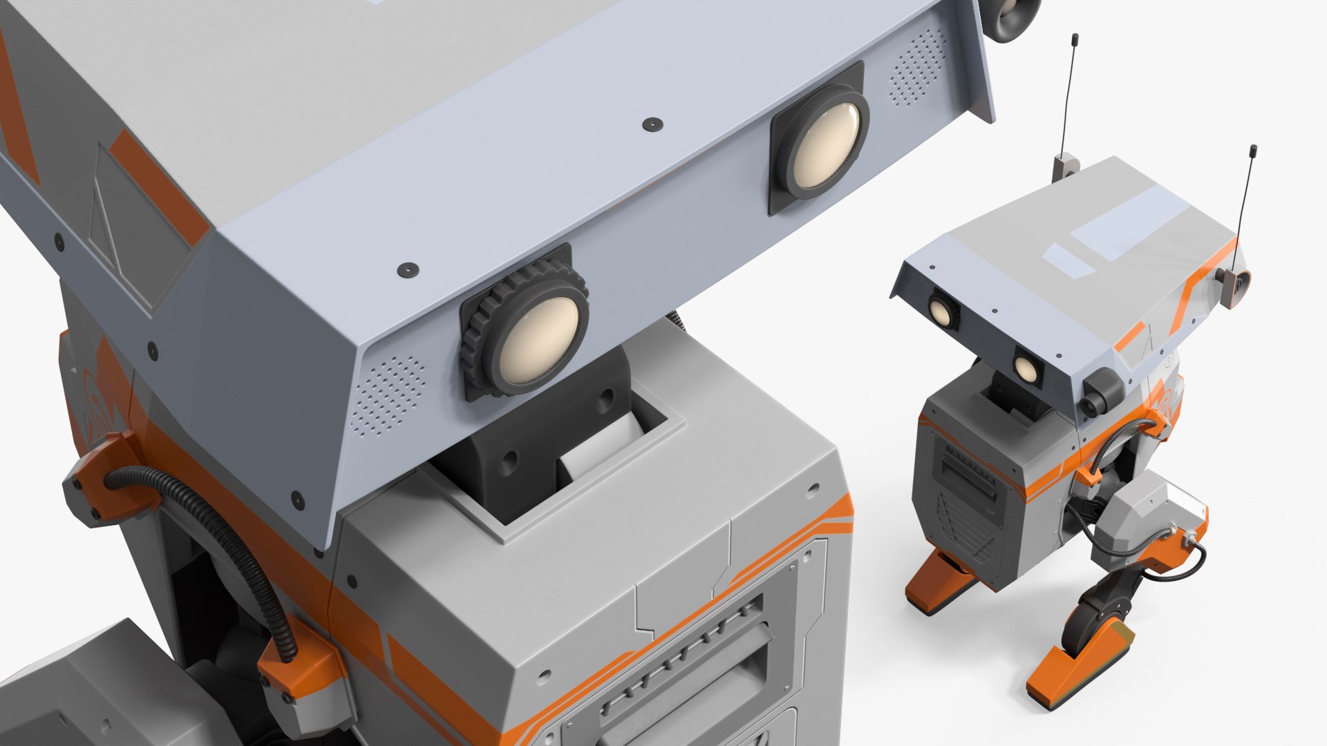 3D AI Scout Surveillance Bot White Orange Model - TurboSquid 2469442