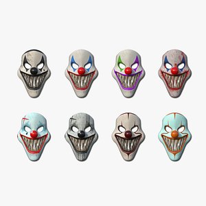 08 Clown Terror Masks - Character Design Fashion 3D model