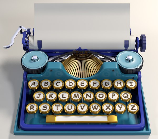 3d cartoon typewriter