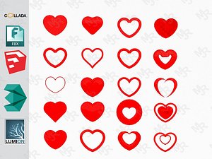 3D hearts pack