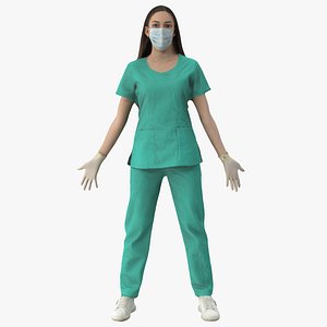 Elizabeth Uniform Medical 01 A Pose Green 3D model