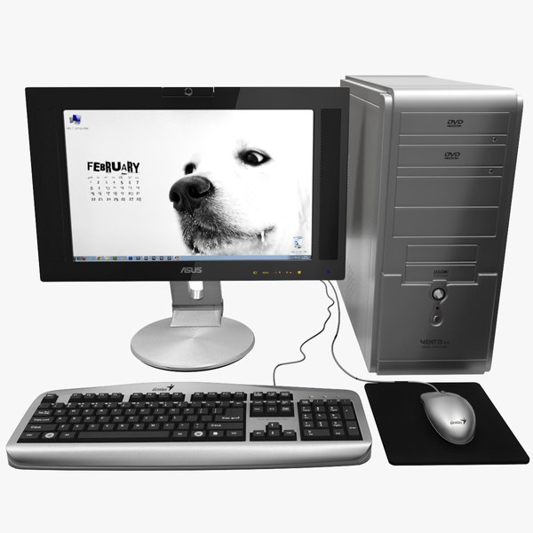 3d model computer silver monitor