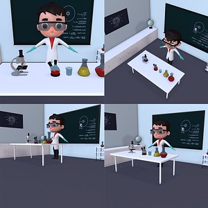 3D model Low Poly Scientist Character