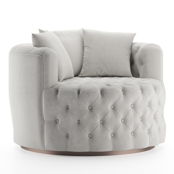 retro tufted round swivel barrel chair