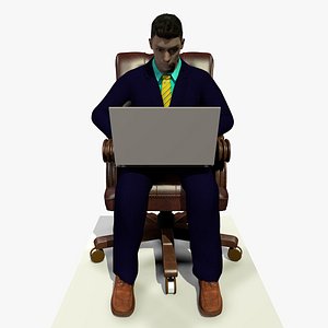 3D model male business man sitting