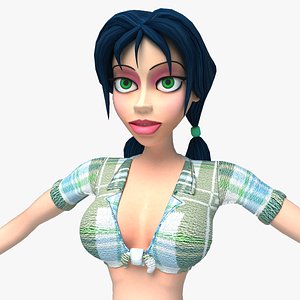 rigged cartoon woman - 3d max