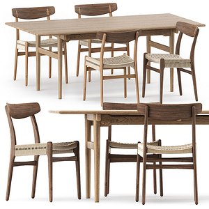CH327 DINING TABLE and CH23 CHAIR 3D